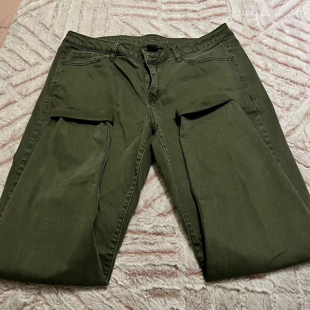 Lane Bryant Womens Super Skinny Stretch SZ 14 Jeans in Olive - Like New
